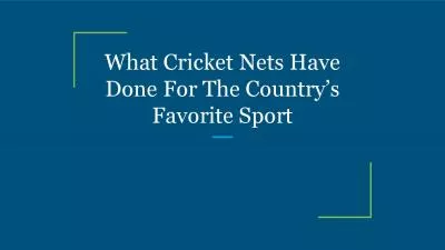 What Cricket Nets Have Done For The Country’s Favorite Sport