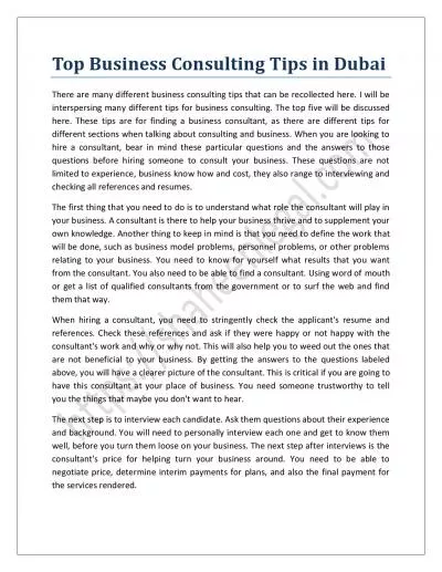 Top Business Consulting Tips in Dubai