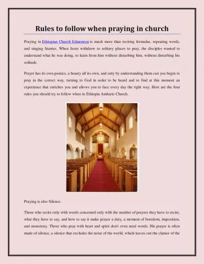 Rules to follow when praying in church