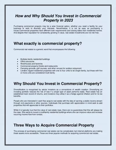 How and Why Should You Invest in Commercial Property in 2023