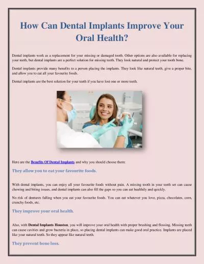 How Can Dental Implants Improve Your Oral Health?