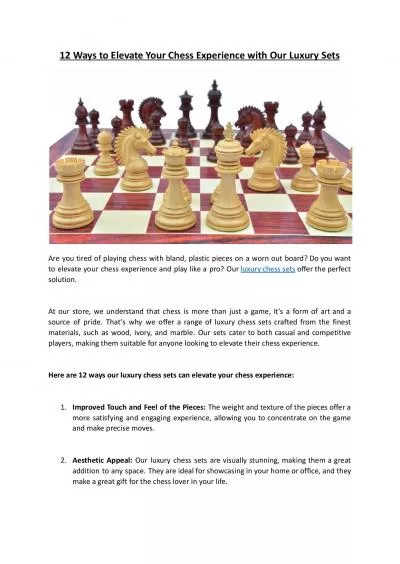 12 Ways to Elevate Your Chess Experience with Our Luxury Sets