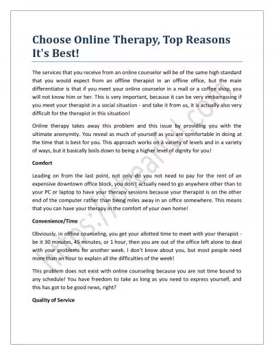 Choose Online Therapy, Top Reasons It’s Best!