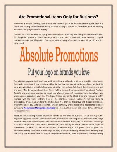 Are Promotional Items Only for Business?
