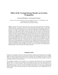 Et of the Vacm Engy Density on GritoPropagation Gianni Manese1 and Gio