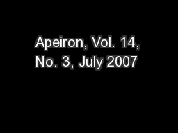 Apeiron, Vol. 14, No. 3, July 2007 