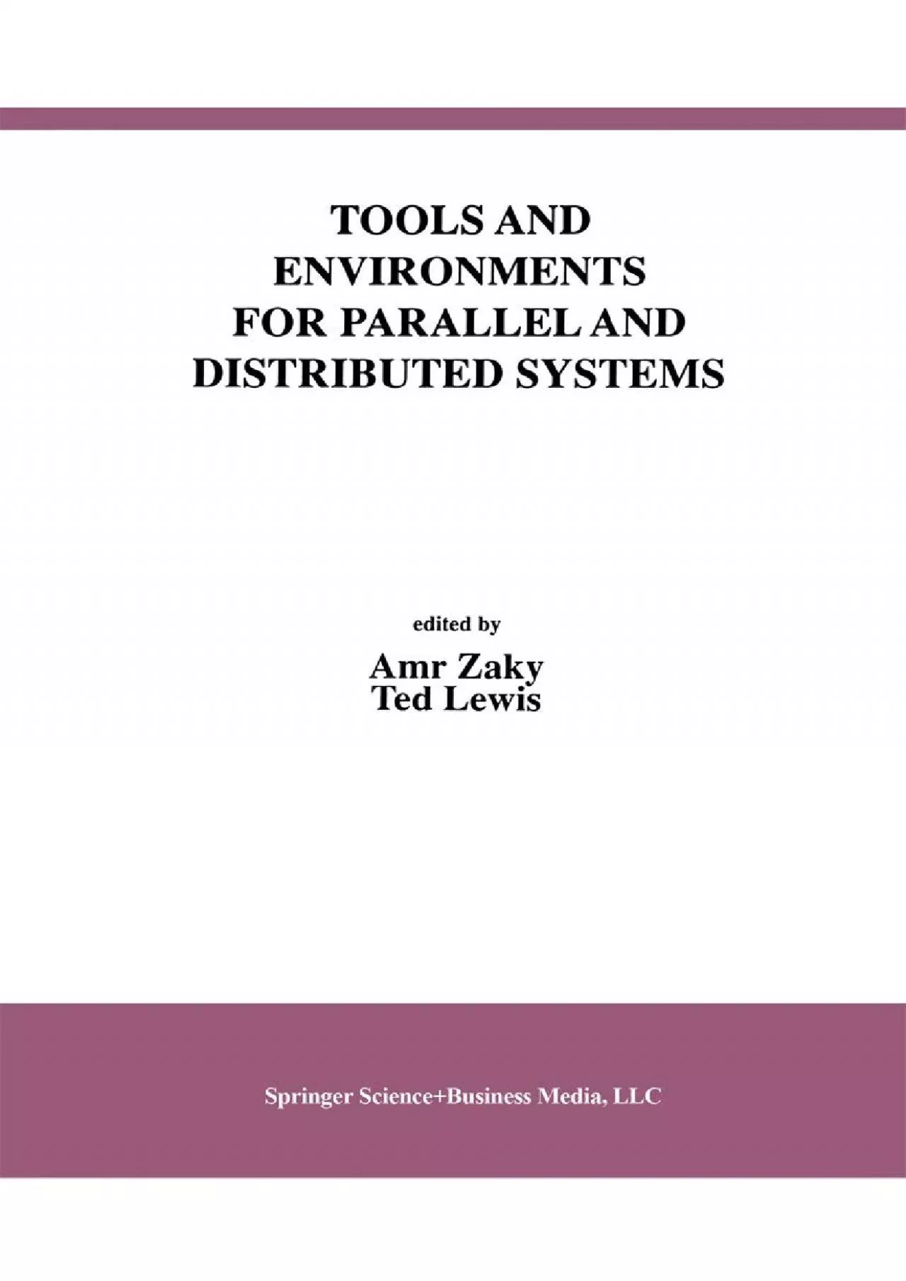 [READ]-Tools and Environments for Parallel and Distributed Systems (International Series