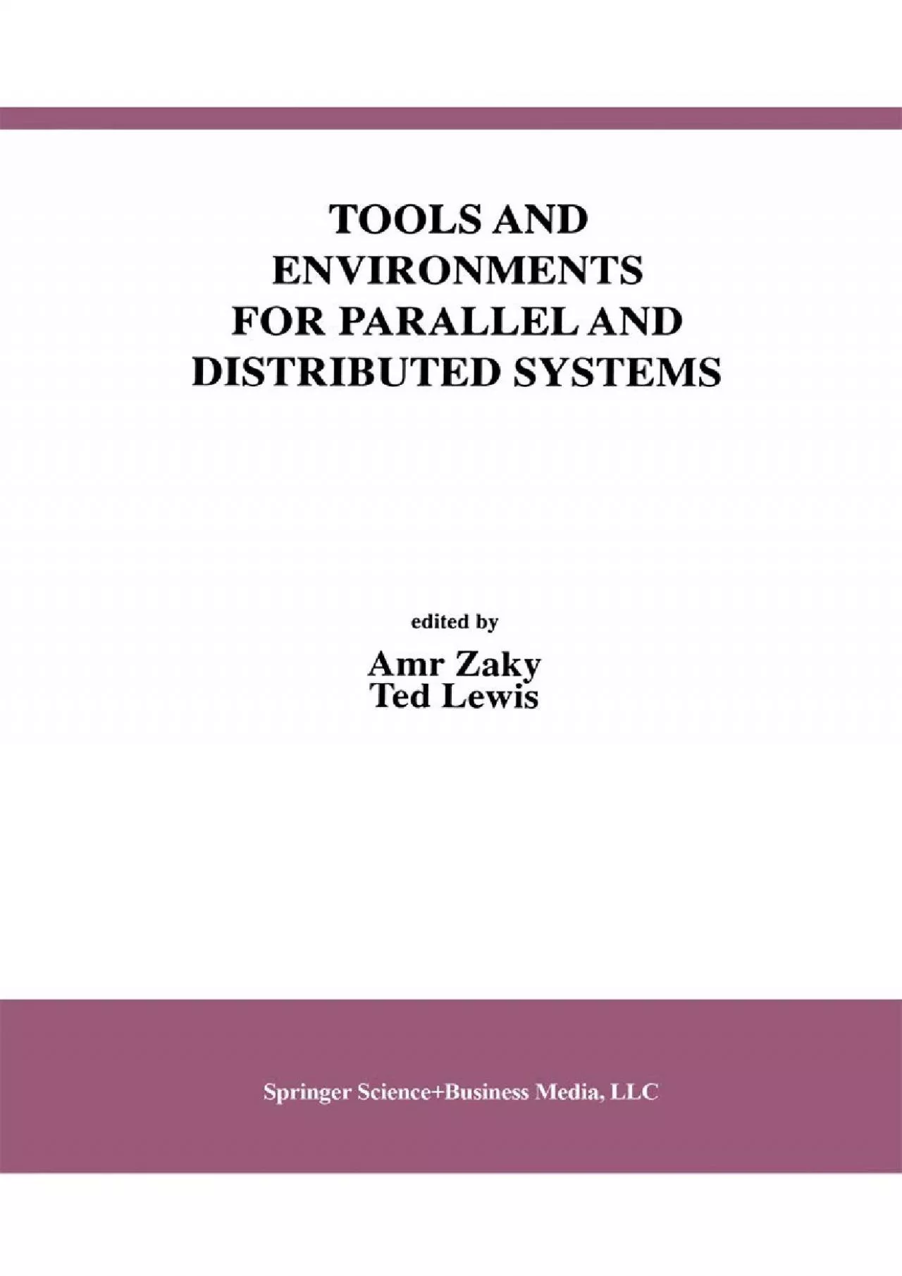 PDF-[READ]-Tools and Environments for Parallel and Distributed Systems (International Series