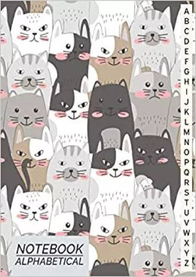 (BOOS)-Notebook Alphabetical: Cat Cover, Blank Lined Journal Organizer Notebook with Tabs A-Z Index, Birthday Gift for Women, 8.5x11 Inches