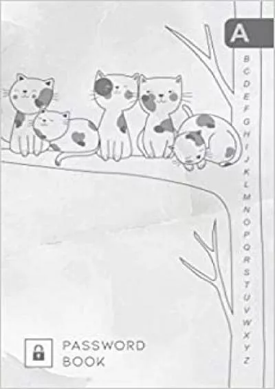 (BOOS)-Password Book: 4x6 Mini Password Notebook Organizer | A-Z Alphabetical Tabs Printed | Cute Cats on Tree Branch Design Marble White