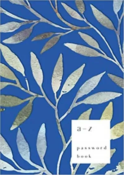 (BOOS)-A-Z Password Book: B6 Small Password Notebook with A-Z Alphabet Index | Watercolor Floral Leaf Design | Blue