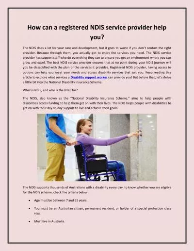 How can a registered NDIS service provider help you?