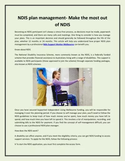 NDIS plan management- Make the most out of NDIS