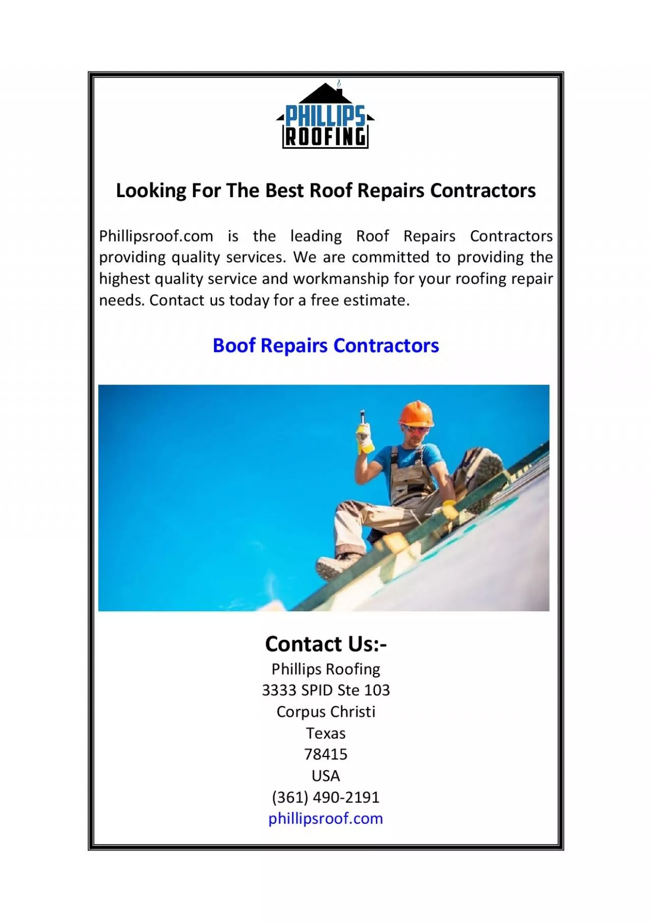 PDF-Looking For The Best Roof Repairs Contractors