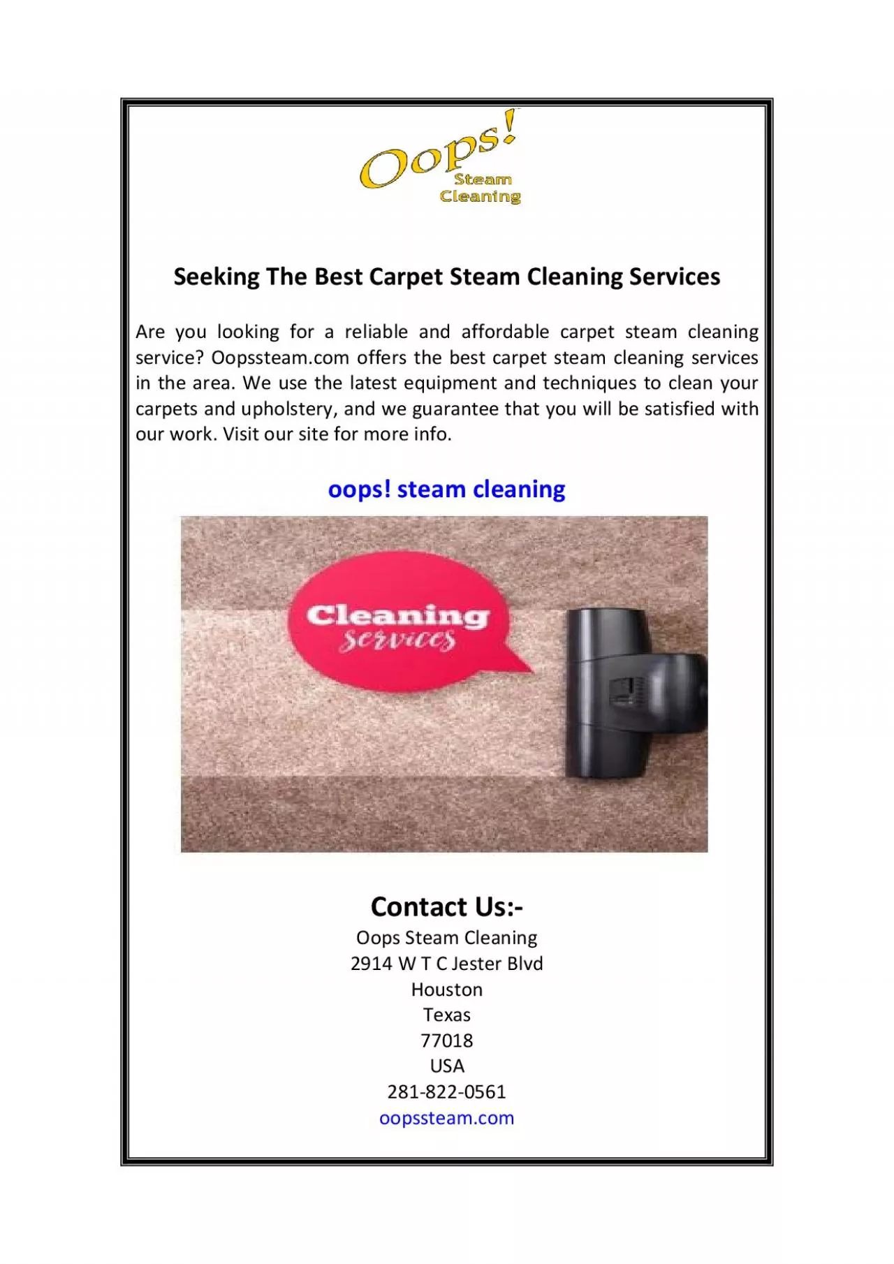 PDF-Seeking The Best Carpet Steam Cleaning Services