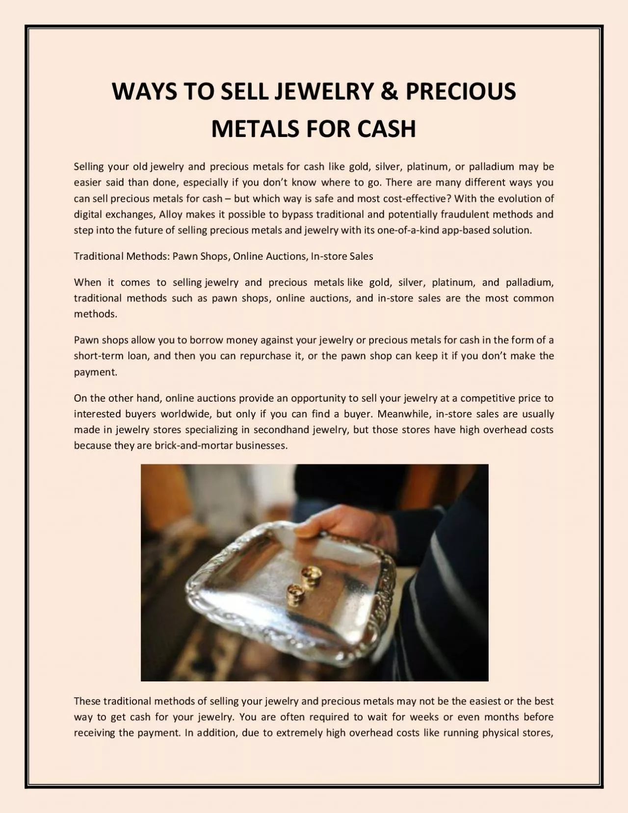 PDF-WAYS TO SELL JEWELRY & PRECIOUS METALS FOR CASH