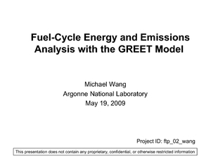 Analysis with the GREET Model