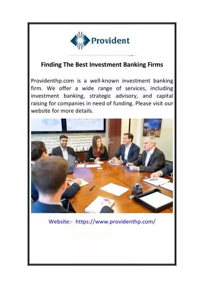 Finding The Best Investment Banking Firms