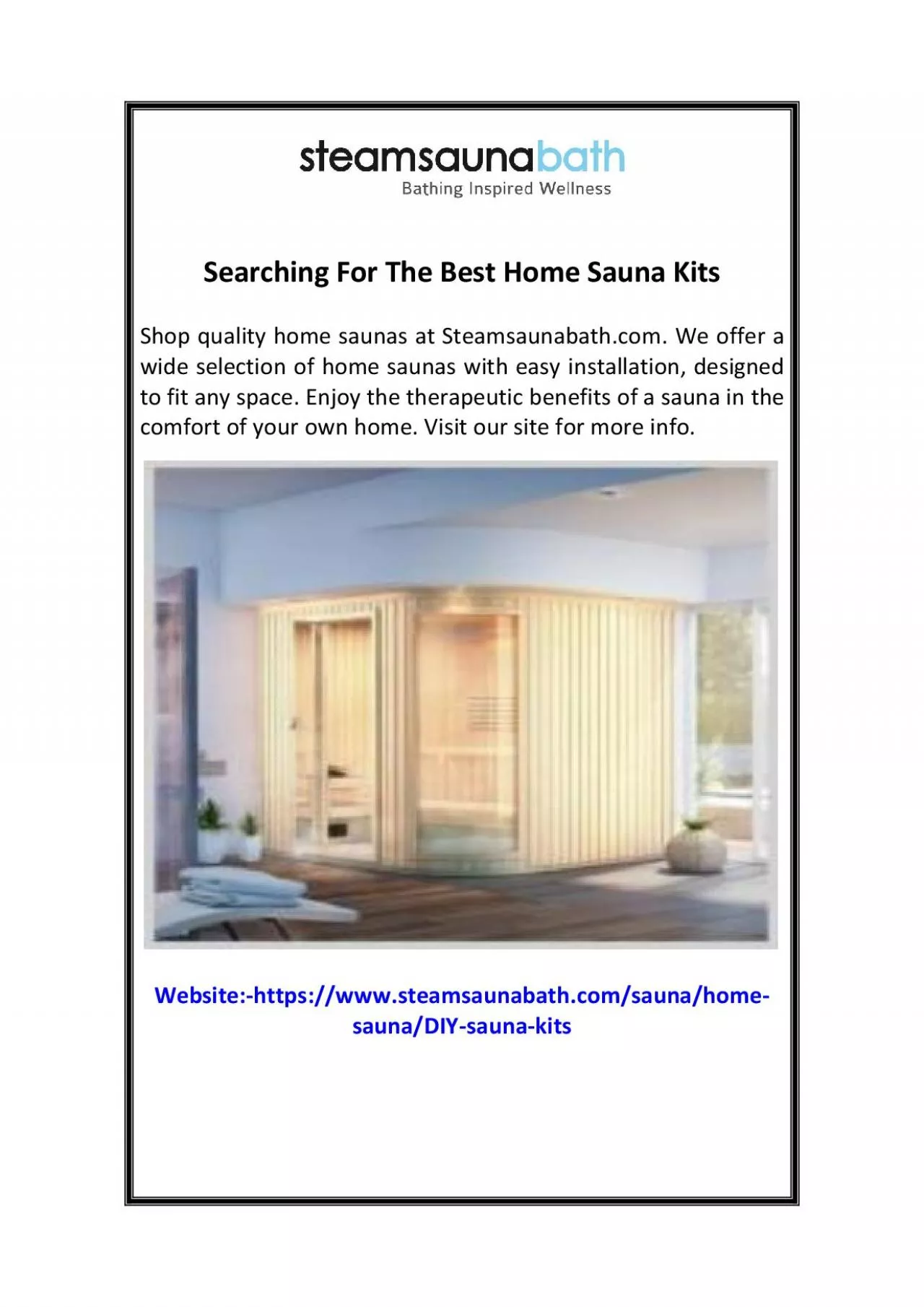 PDF-Searching For The Best Home Sauna Kits