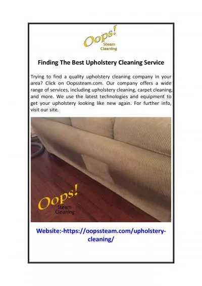 Finding The Best Upholstery Cleaning Service