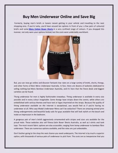 Buy Men Underwear Online and Save Big