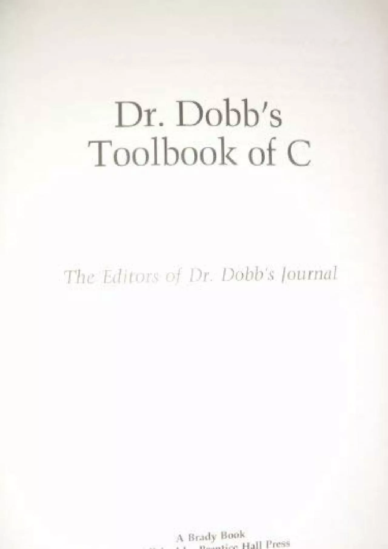 [FREE]-Dr. Dobb\'s Toolbook of C (A Brady Book)