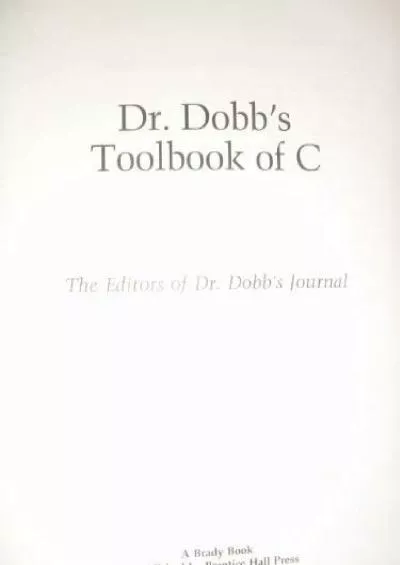 [FREE]-Dr. Dobb\'s Toolbook of C (A Brady Book)