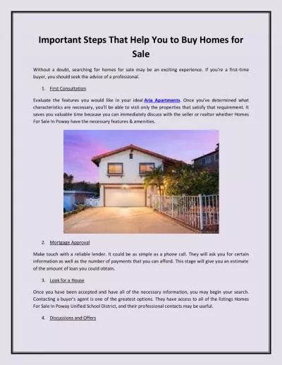 Important Steps That Help You to Buy Homes for Sale