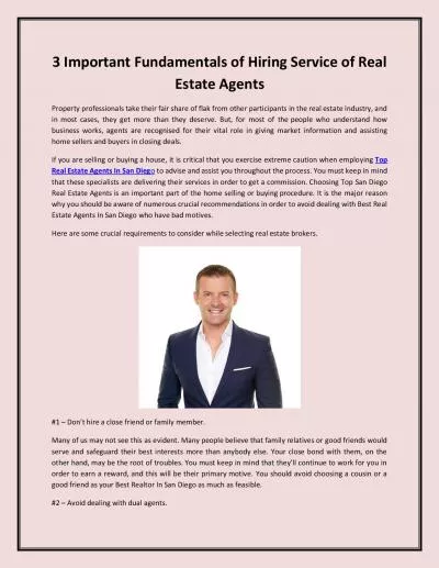 3 Important Fundamentals of Hiring Service of Real Estate Agents