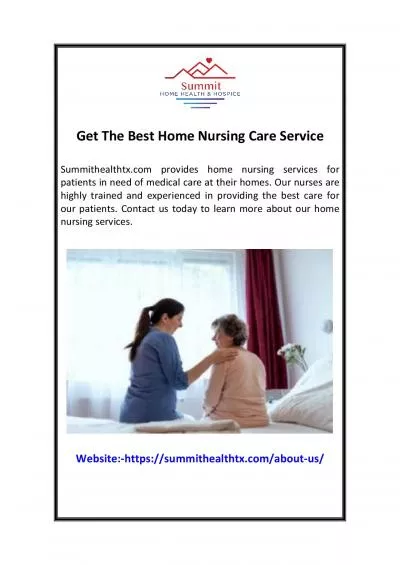 Get The Best Home Nursing Care Service