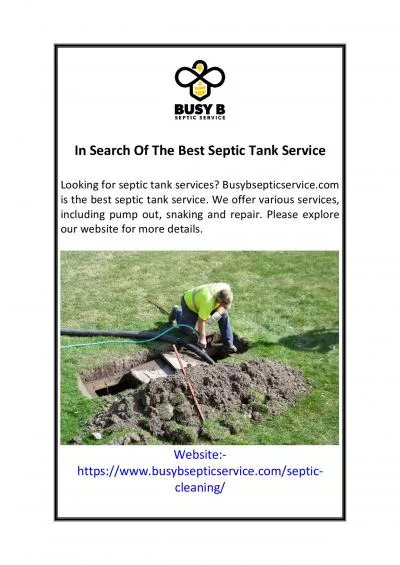 In Search Of The Best Septic Tank Service