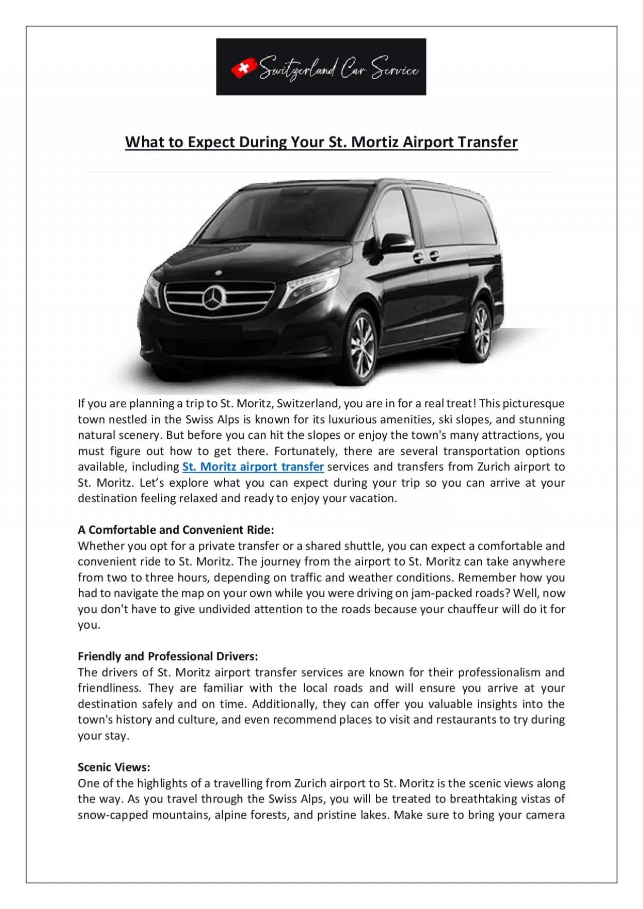 What to Expect During Your St. Mortiz Airport Transfer