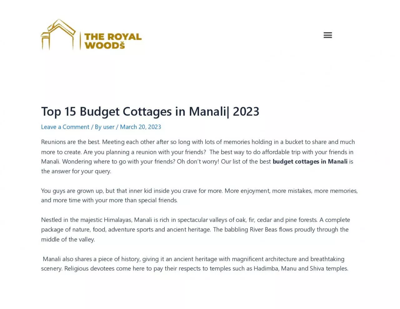 PDF-Budget Cottages in Manali