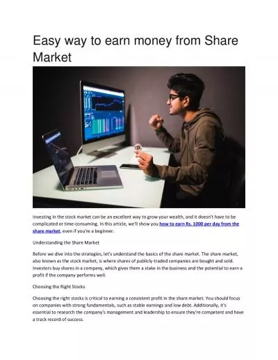 Easy way to earn money from Share Market