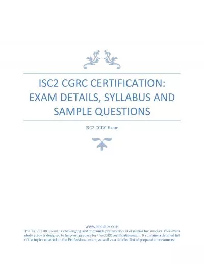 ISC2 CGRC Certification: Exam Details, Syllabus and Sample Questions