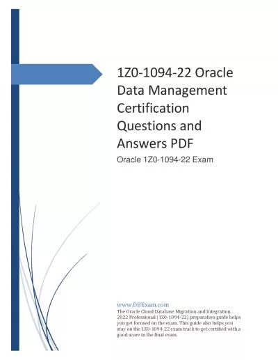 1Z0-1094-22 Oracle Data Management Certification Questions and Answers PDF