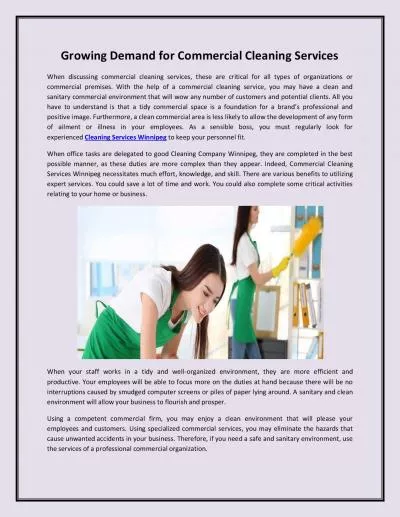 Growing Demand for Commercial Cleaning Services