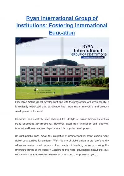Ryan International Group of Institutions: Fostering International Education