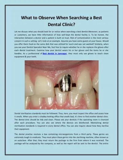 What to Observe When Searching a Best Dental Clinic?