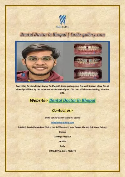 Dental Doctor In Bhopal | Smile-gallery.com