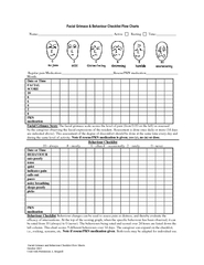 Facial Grimace and Behaviour Checklist Flow Sheets