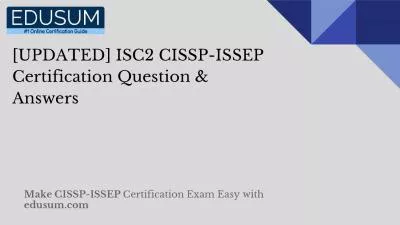 [UPDATED] ISC2 CISSP-ISSEP Certification Question & Answers