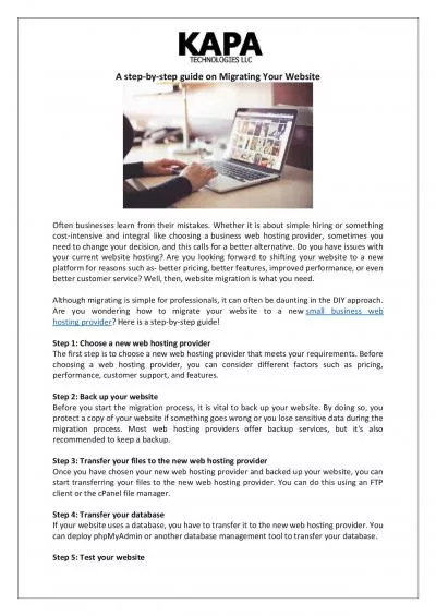 A step-by-step guide on Migrating Your Website | Kapa Technologies