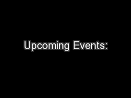 Upcoming Events: