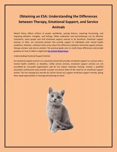 Obtaining an ESA: Understanding the Differences between Therapy, Emotional Support, and Service Animals