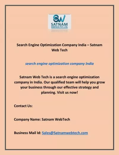 Search Engine Optimization Company India – Satnam Web Tech