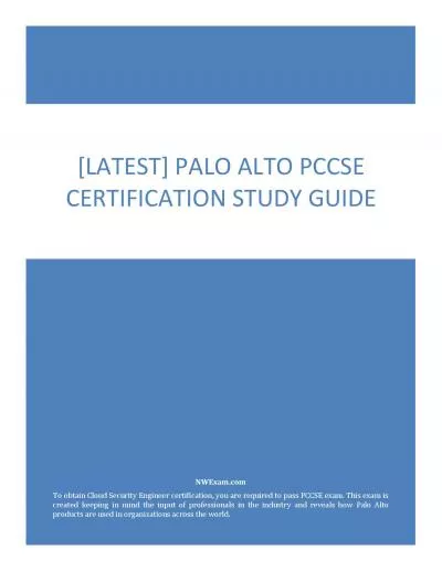 [LATEST] Palo Alto PCCSE Certification Study Guide