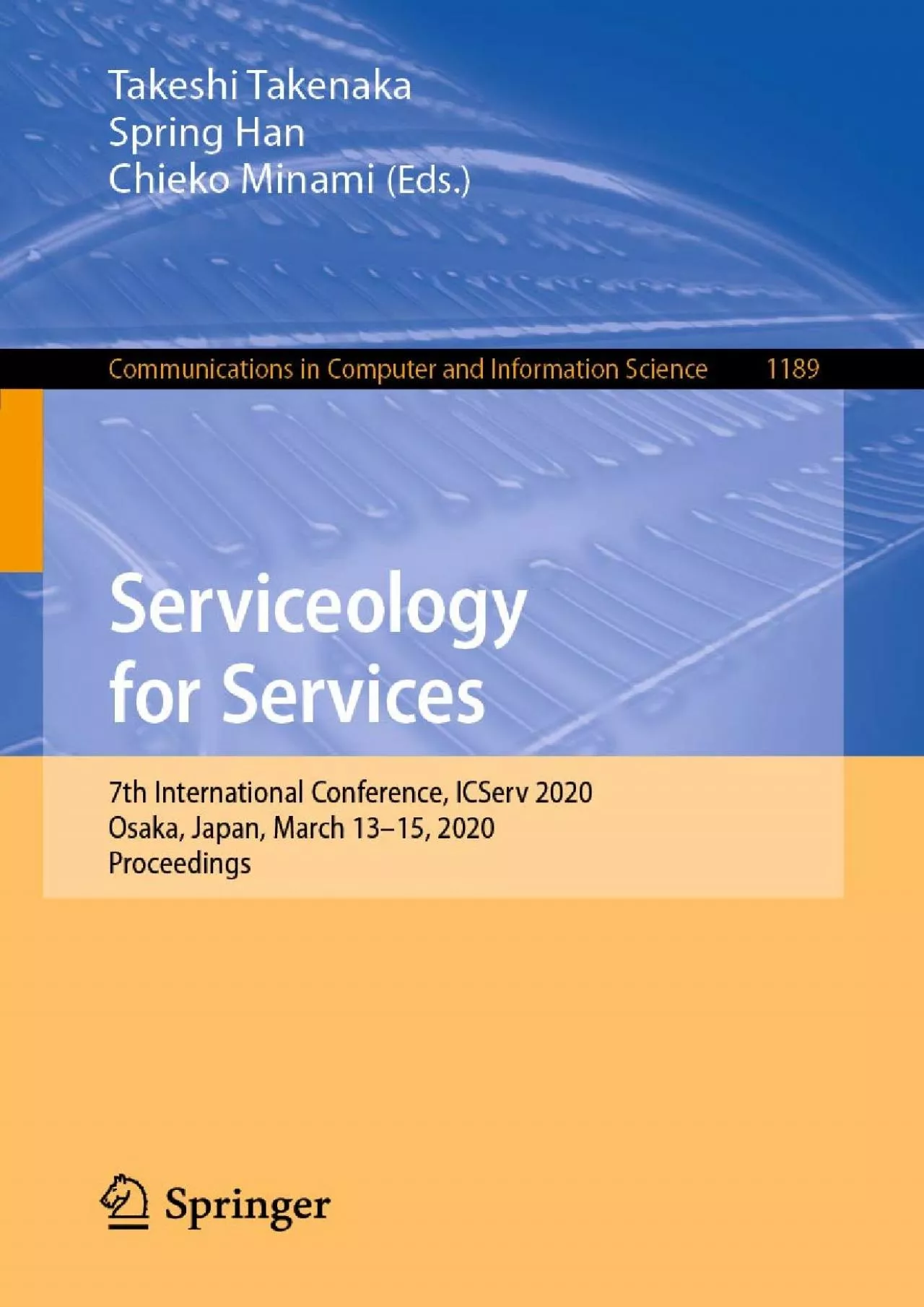 (READ)-Serviceology for Services 7th International Conference ICServ 2020 Osaka Japan