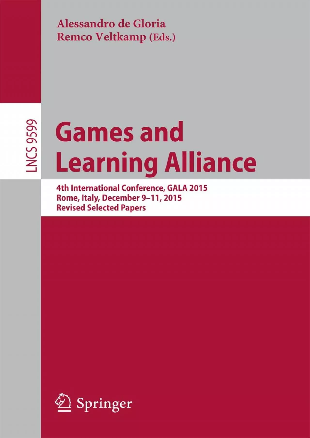 PDF-(BOOK)-Games and Learning Alliance 4th International Conference GALA 2015 Rome Italy December