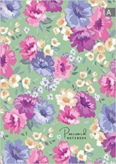 (BOOK)-Password Notebook 85 x 11 Internet Login Journal with Alphabetical Tabs | Large Print | Abstract Blooming Flower Design Blue-Violet